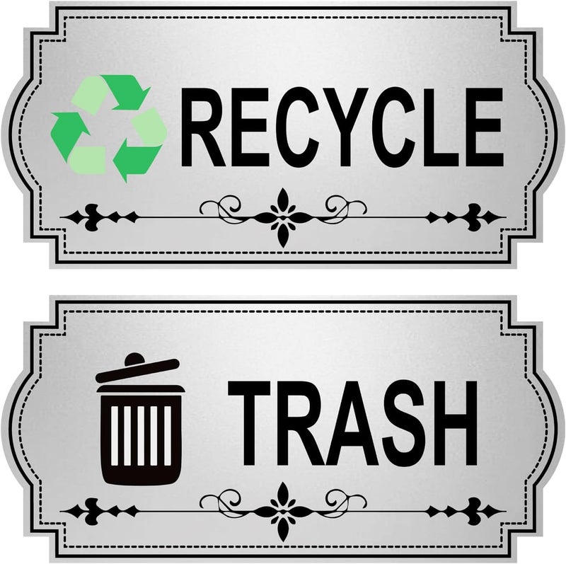 Hepertise Recycle Stickers for Trash Bins - Enhance Your Recycling Bin with Trash Can Stickers for Kitchen 2 Set - Image 1